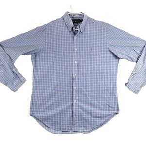 Ralph Lauren Classic Fit Gingham Button Down Shirt Mens Large Blue White